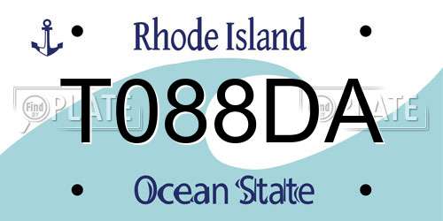 T088DA Rhode Island License Plate