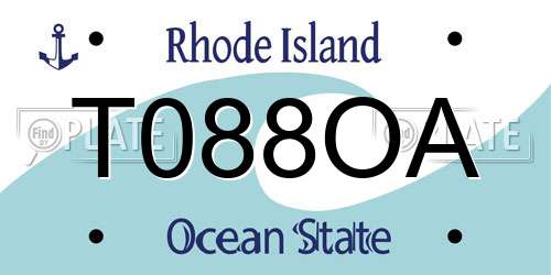 T088OA Rhode Island License Plate