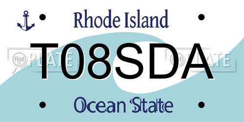 T08SDA Rhode Island License Plate