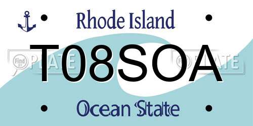 T08SOA Rhode Island License Plate