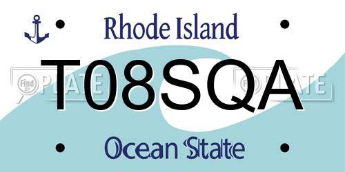 T08SQA Rhode Island License Plate
