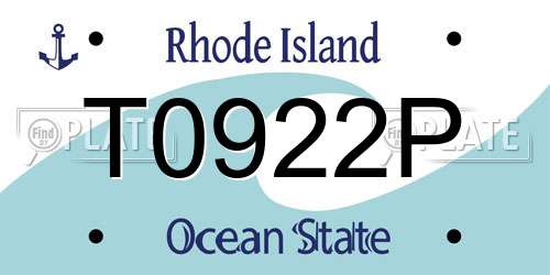 T0922P Rhode Island License Plate