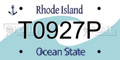 T0927P Rhode Island License Plate