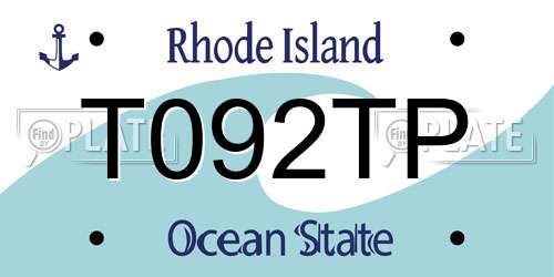 T092TP Rhode Island License Plate
