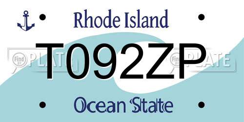 T092ZP Rhode Island License Plate