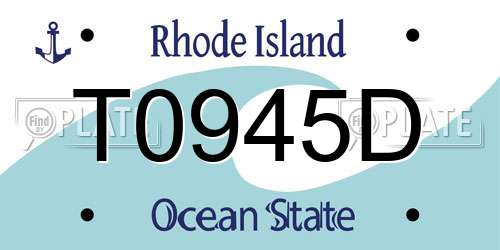 T0945D Rhode Island License Plate