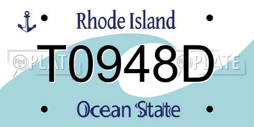 T0948D Rhode Island License Plate