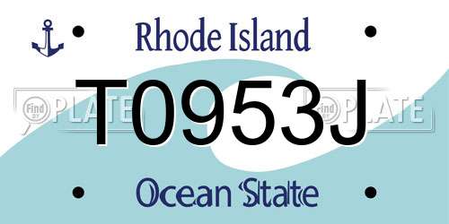 T0953J Rhode Island License Plate