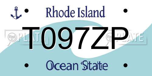 T097ZP Rhode Island License Plate