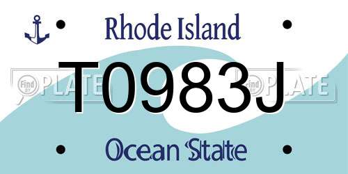 T0983J Rhode Island License Plate