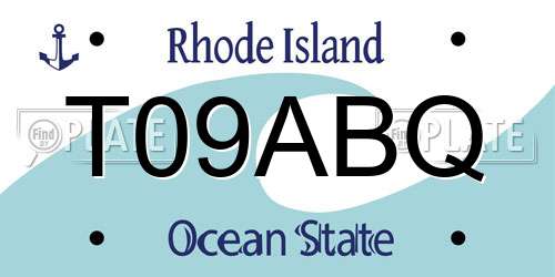 T09ABQ Rhode Island License Plate