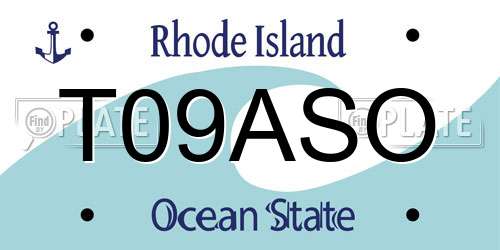 T09ASO Rhode Island License Plate