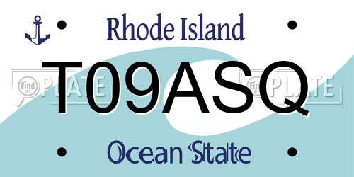 T09ASQ Rhode Island License Plate