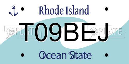 T09BEJ Rhode Island License Plate