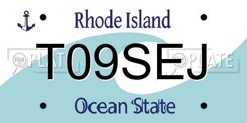T09SEJ Rhode Island License Plate