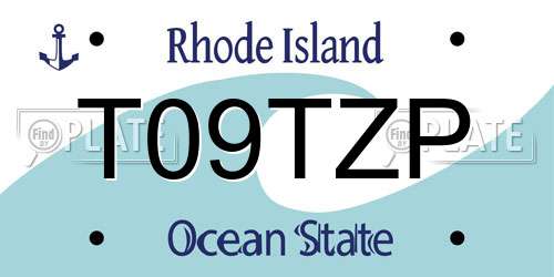 T09TZP Rhode Island License Plate