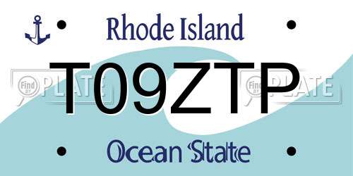T09ZTP Rhode Island License Plate