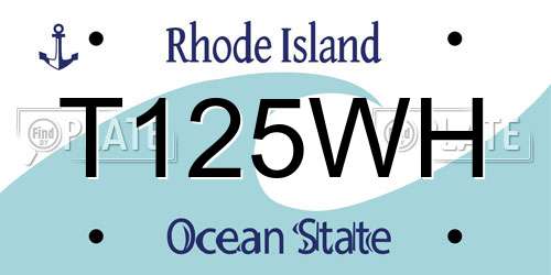 T125WH Rhode Island License Plate