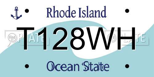 T128WH Rhode Island License Plate