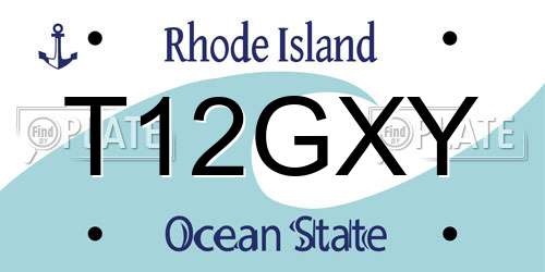 T12GXY Rhode Island License Plate