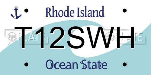 T12SWH Rhode Island License Plate