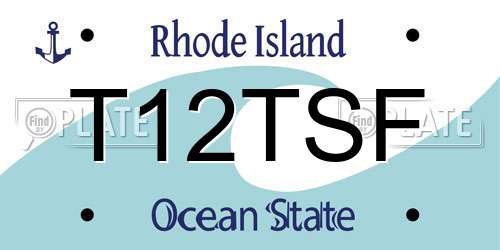 T12TSF Rhode Island License Plate