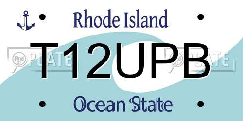 T12UPB Rhode Island License Plate