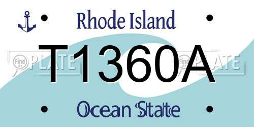 T1360A Rhode Island License Plate