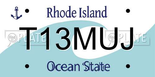 T13MUJ Rhode Island License Plate