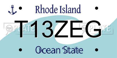 T13ZEG Rhode Island License Plate