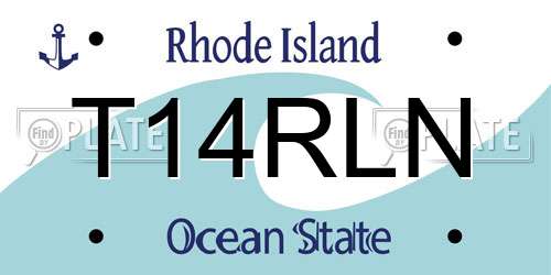 T14RLN Rhode Island License Plate