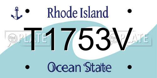 T1753V Rhode Island License Plate