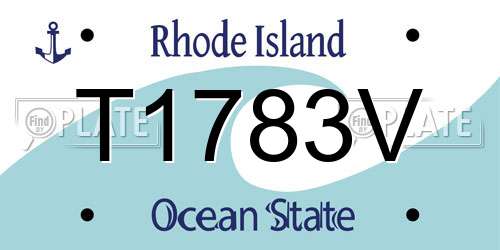 T1783V Rhode Island License Plate