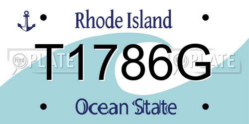 T1786G Rhode Island License Plate