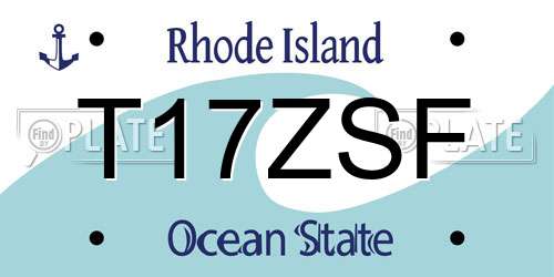 T17ZSF Rhode Island License Plate