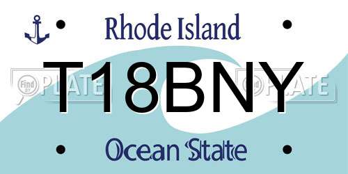 T18BNY Rhode Island License Plate