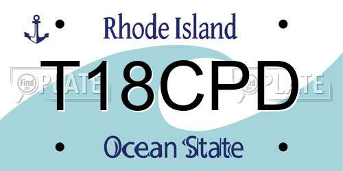 T18CPD Rhode Island License Plate