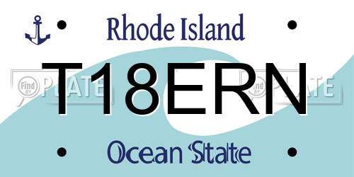 T18ERN Rhode Island License Plate