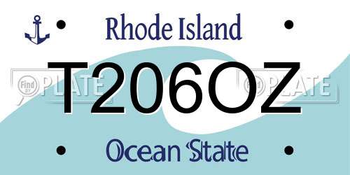 T206OZ Rhode Island License Plate