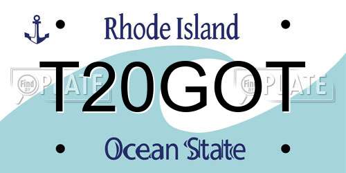 T20GOT Rhode Island License Plate