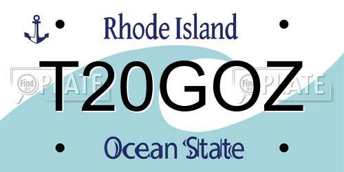 T20GOZ Rhode Island License Plate