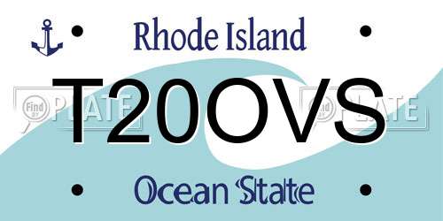 T20OVS Rhode Island License Plate