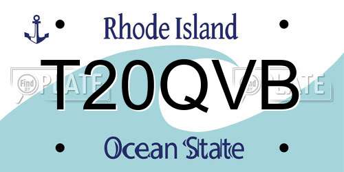 T20QVB Rhode Island License Plate