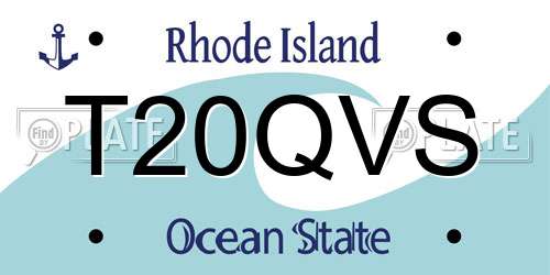 T20QVS Rhode Island License Plate