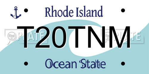 T20TNM Rhode Island License Plate