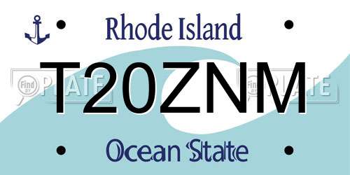T20ZNM Rhode Island License Plate