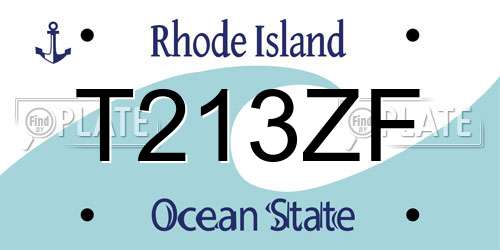 T213ZF Rhode Island License Plate