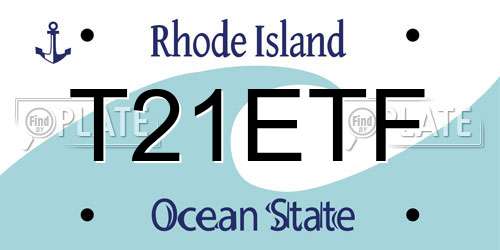 T21ETF Rhode Island License Plate