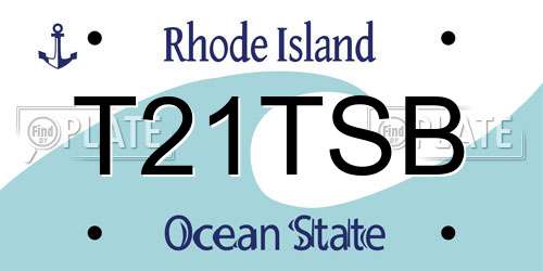 T21TSB Rhode Island License Plate