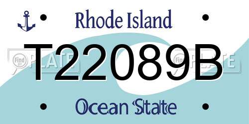 T22089B Rhode Island License Plate